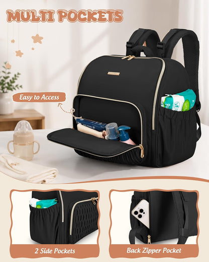 Diaper Bag Backpack with Changing Pad, Baby Diaper Bag, Camel