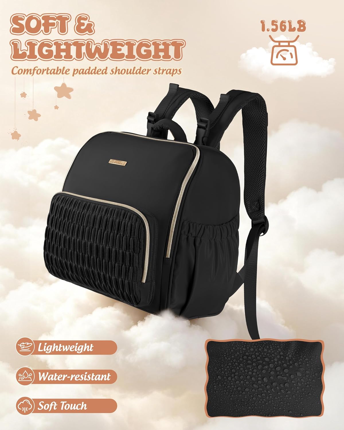 Diaper Bag Backpack with Changing Pad, Baby Diaper Bag, Camel