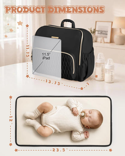 Diaper Bag Backpack with Changing Pad, Baby Diaper Bag, Camel