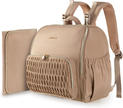 Diaper Bag Backpack with Changing Pad, Baby Diaper Bag, Camel