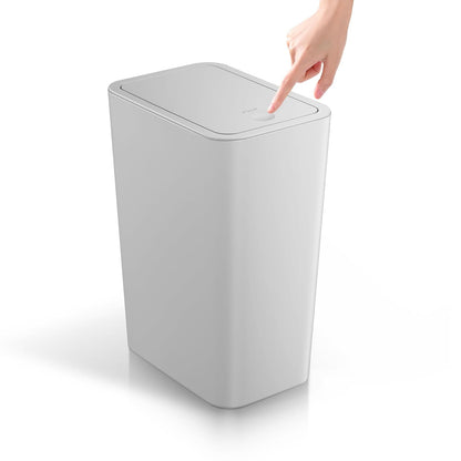 Bathroom Trash Can with Lid, 4 Gallon / 15 Liter Small Garbage Can, Press Top Bin, Plastic Wastebasket with Pop-Up Lid for Bedroom, Living Room, Office (Black)