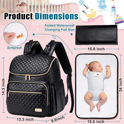 Diaper Bag Backpack Large Baby Diaper Bag with Changing Pad Travel Diaper Backpack,Baby Bag for Boys Girls,Stroller Straps,5 Insulated Pockets (Khaki)