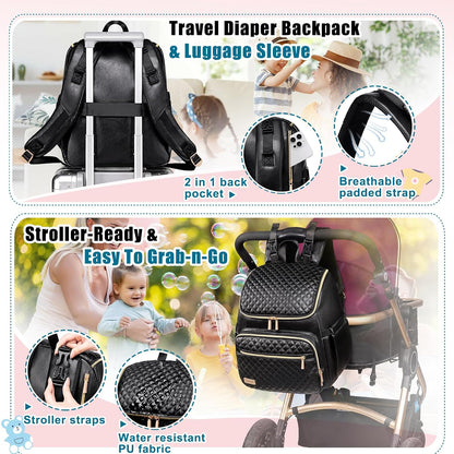 Diaper Bag Backpack Large Baby Diaper Bag with Changing Pad Travel Diaper Backpack,Baby Bag for Boys Girls,Stroller Straps,5 Insulated Pockets (Khaki)