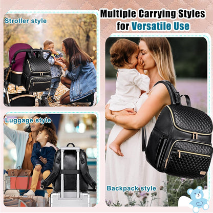 Diaper Bag Backpack Large Baby Diaper Bag with Changing Pad Travel Diaper Backpack,Baby Bag for Boys Girls,Stroller Straps,5 Insulated Pockets (Khaki)