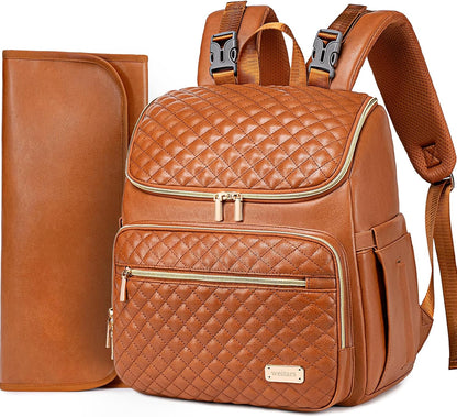 Diaper Bag Backpack Large Baby Diaper Bag with Changing Pad Travel Diaper Backpack,Baby Bag for Boys Girls,Stroller Straps,5 Insulated Pockets (Khaki)