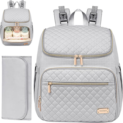 Diaper Bag Backpack Large Baby Diaper Bag with Changing Pad Travel Diaper Backpack,Baby Bag for Boys Girls,Stroller Straps,5 Insulated Pockets (Khaki)