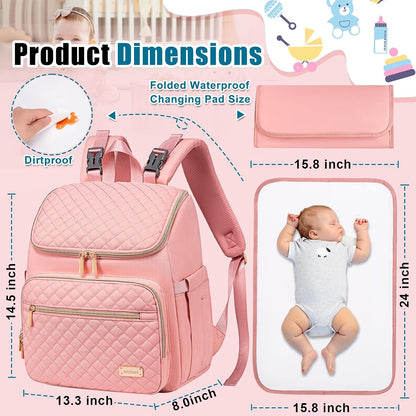 Diaper Bag Backpack Large Baby Diaper Bag with Changing Pad Travel Diaper Backpack,Baby Bag for Boys Girls,Stroller Straps,5 Insulated Pockets (Khaki)