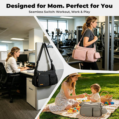 Crossbody Diaper Bag, 2-in-1 Stroller Caddy