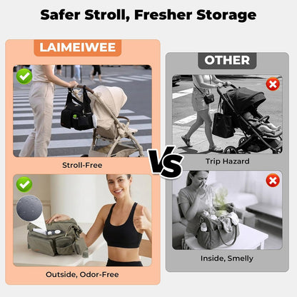 Crossbody Diaper Bag, 2-in-1 Stroller Caddy