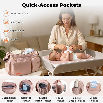 Crossbody Diaper Bag, 2-in-1 Stroller Caddy