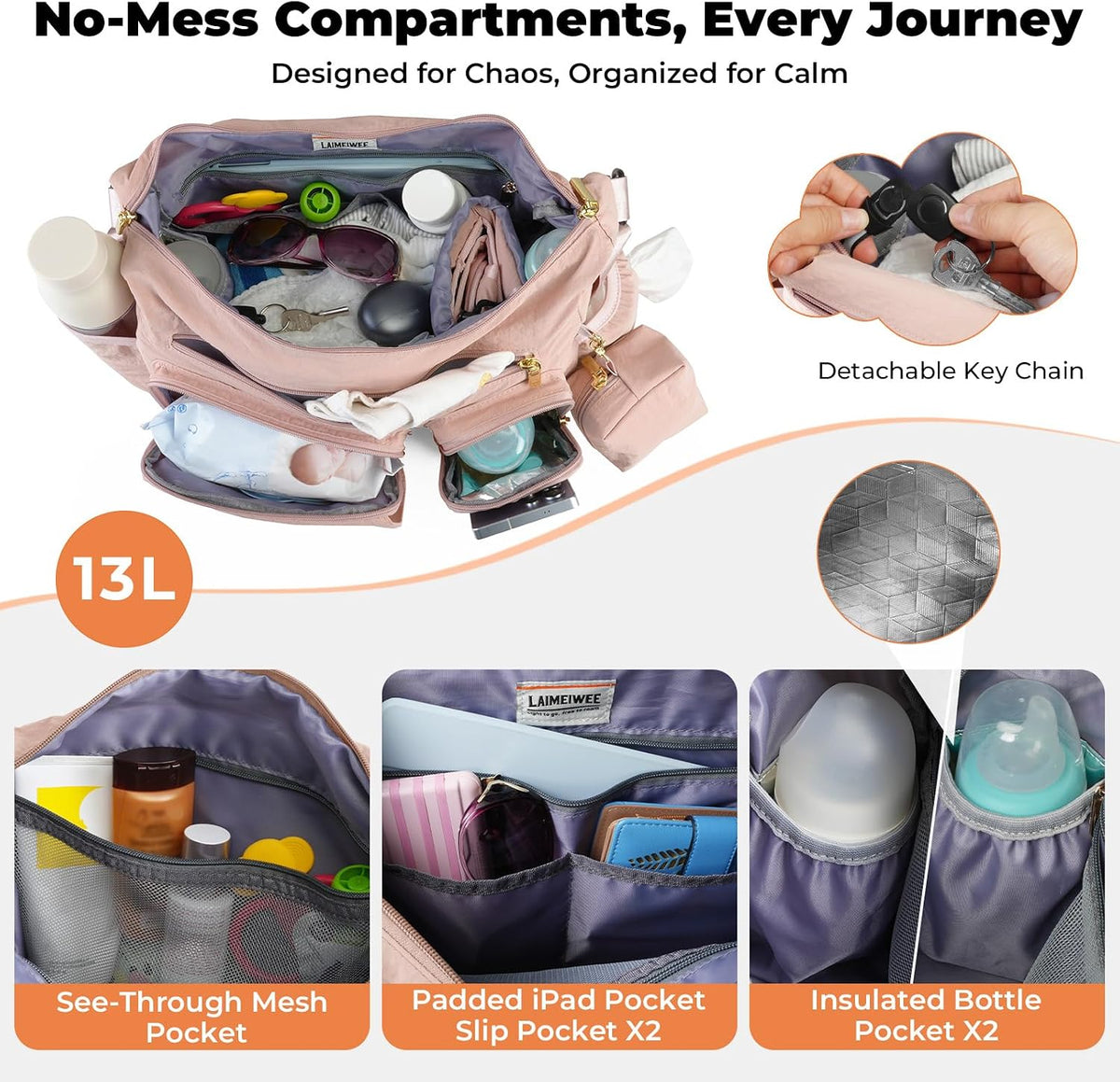 Crossbody Diaper Bag, 2-in-1 Stroller Caddy