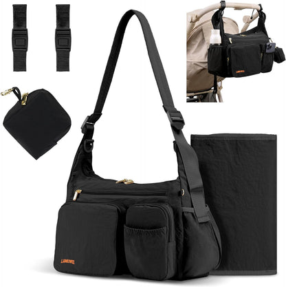 Crossbody Diaper Bag, 2-in-1 Stroller Caddy