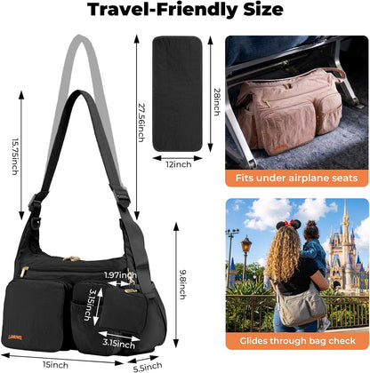 Crossbody Diaper Bag, 2-in-1 Stroller Caddy
