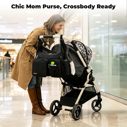 Crossbody Diaper Bag, 2-in-1 Stroller Caddy