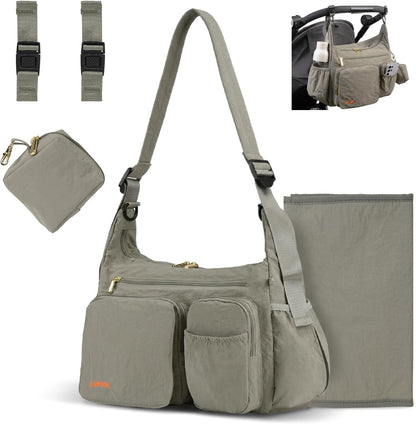 Crossbody Diaper Bag, 2-in-1 Stroller Caddy
