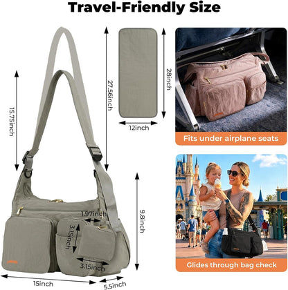 Crossbody Diaper Bag, 2-in-1 Stroller Caddy