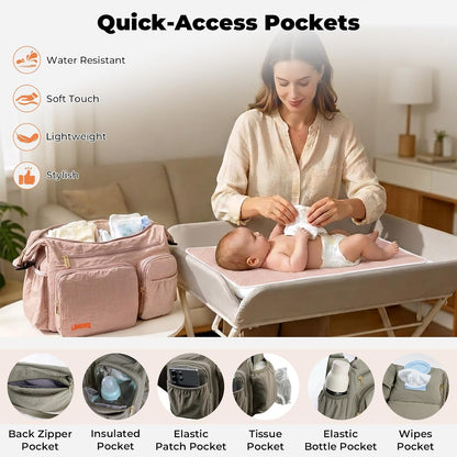 Crossbody Diaper Bag, 2-in-1 Stroller Caddy