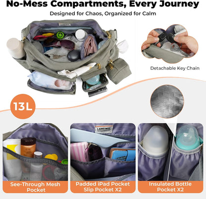 Crossbody Diaper Bag, 2-in-1 Stroller Caddy