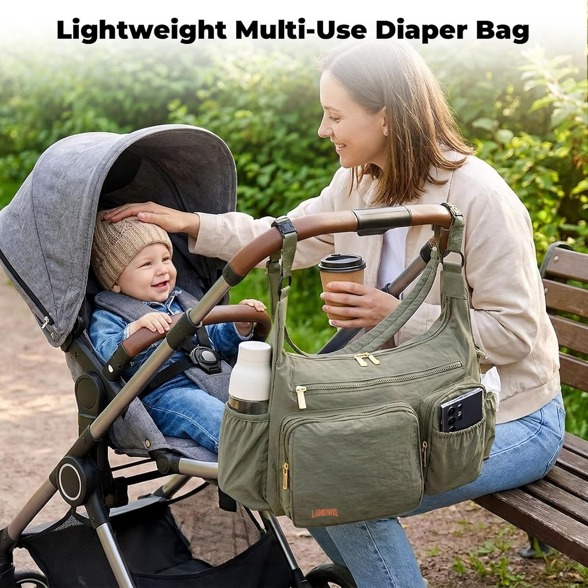 Crossbody Diaper Bag, 2-in-1 Stroller Caddy