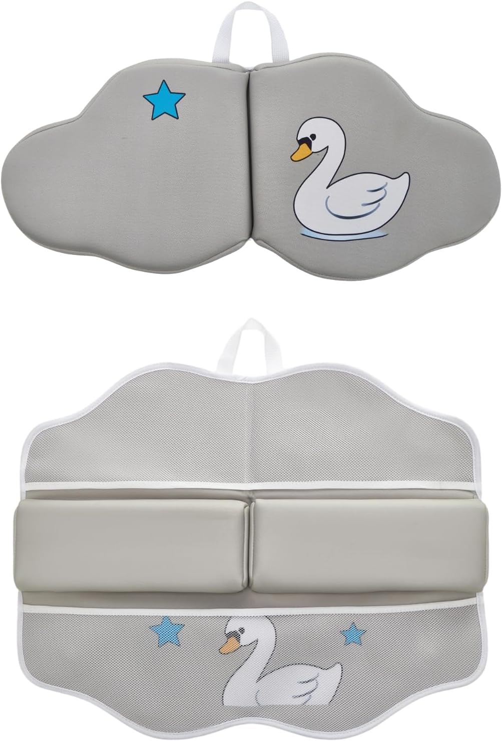 Bath Kneeler and Elbow Rest Pad Set, Bathtub Kneeling Pad with Elbow Support and Storage Pockets, Baby Bath Support Non-Slip, Machine Washable, Quick Drying for Comfortable Baby Bathing (Grey)
