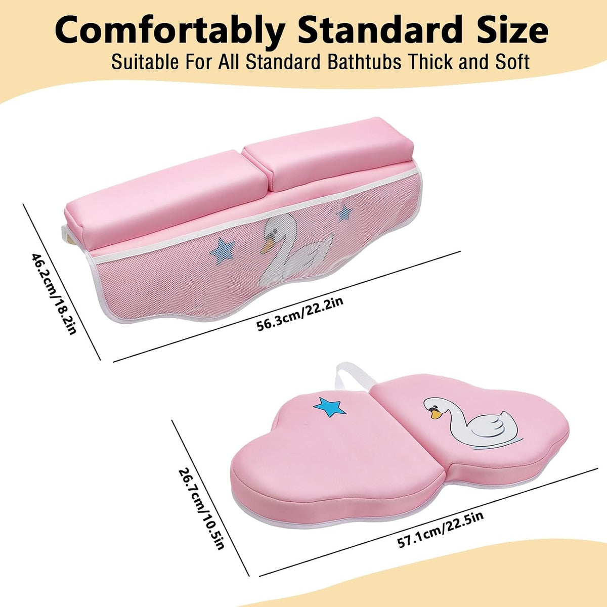 Bath Kneeler and Elbow Rest Pad Set, Bathtub Kneeling Pad with Elbow Support and Storage Pockets, Baby Bath Support Non-Slip, Machine Washable, Quick Drying for Comfortable Baby Bathing (Grey)