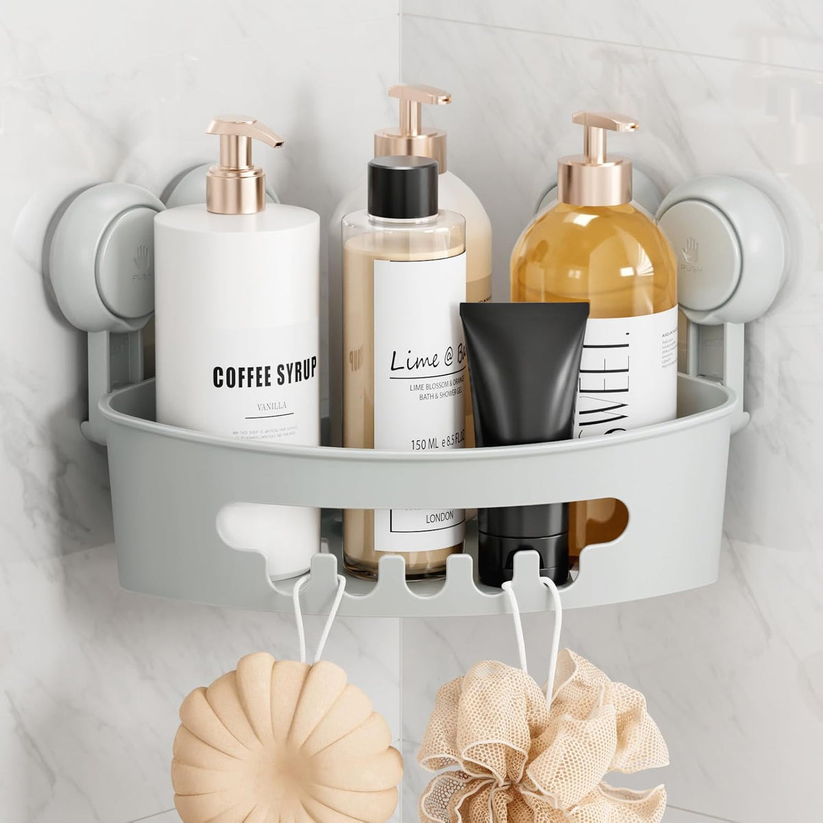 Corner Shower Caddy Suction Cups, Wall Shower Shelves, Pink