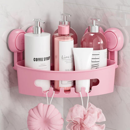 Corner Shower Caddy Suction Cups, Wall Shower Shelves, Pink