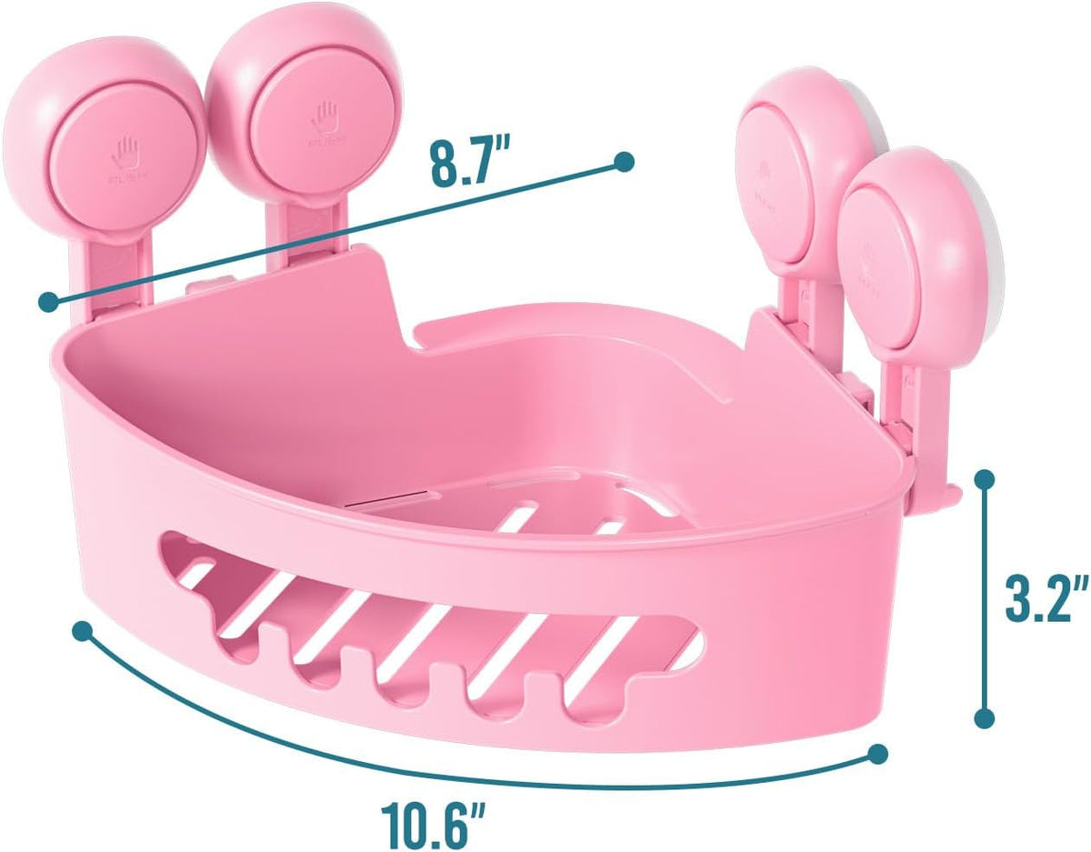 Corner Shower Caddy Suction Cups, Wall Shower Shelves, Pink