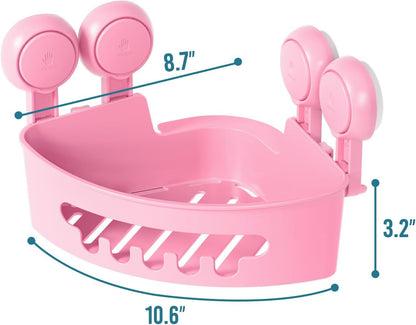 Corner Shower Caddy Suction Cups, Wall Shower Shelves, Pink