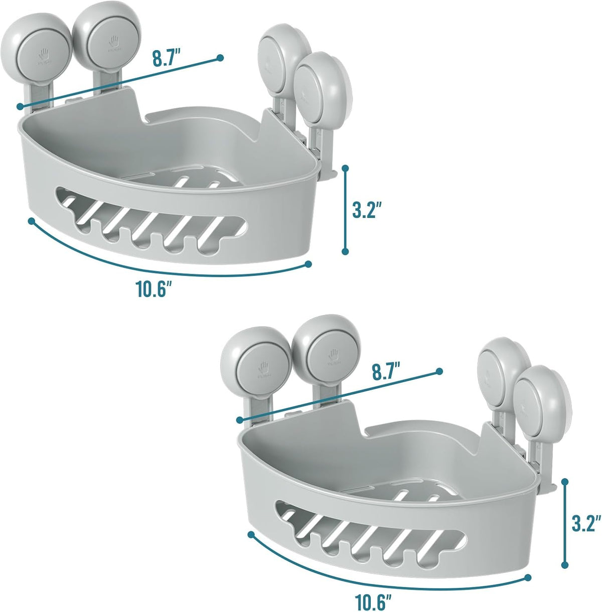 Corner Shower Caddy Suction Cups, Wall Shower Shelves, Pink