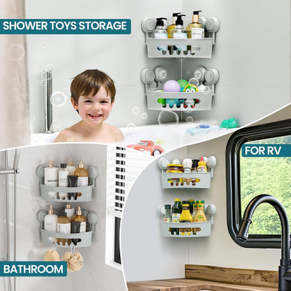Corner Shower Caddy Suction Cups, Wall Shower Shelves, Pink