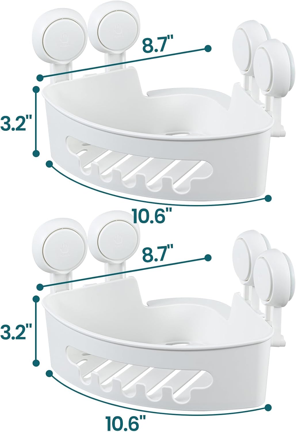 Corner Shower Caddy Suction Cups, Wall Shower Shelves, Pink