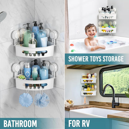 Corner Shower Caddy Suction Cups, Wall Shower Shelves, Pink