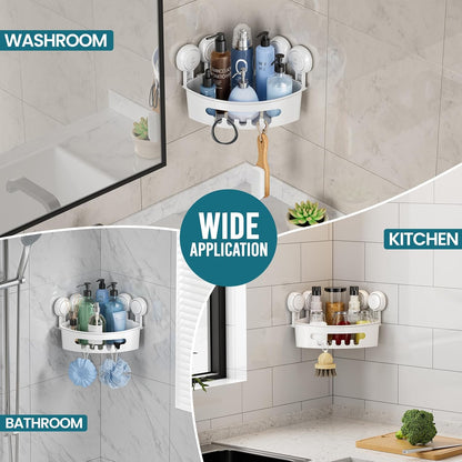 Corner Shower Caddy Suction Cups, Wall Shower Shelves, Pink