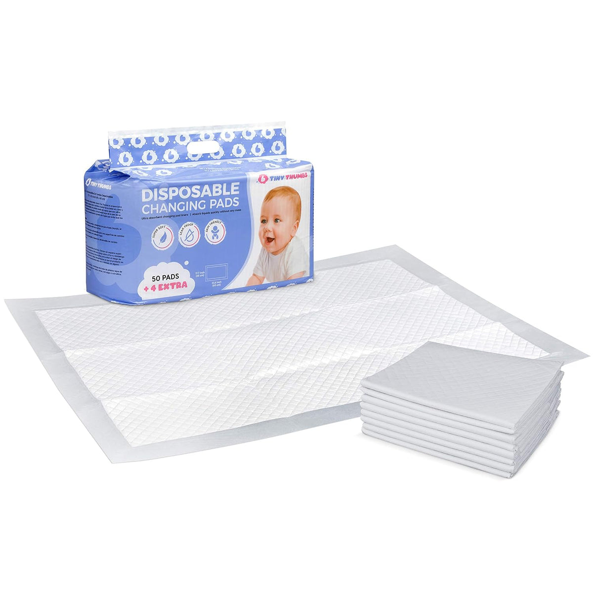 Disposable Changing Pads for Baby (54 Pack) - Super Soft, Ultra Absorbent & Waterproof Large Diaper Changing Pad Liners - Baby Changing Pad Cover & Bed Pads