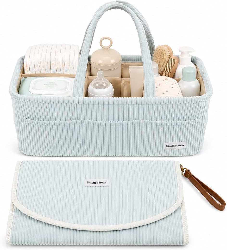 Diaper Caddy Organizer with Changing Pad Set