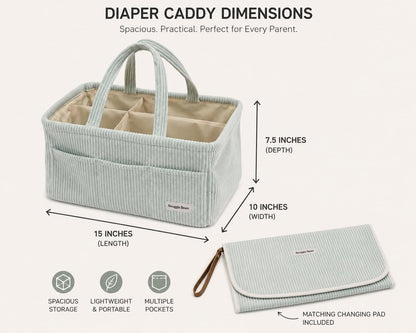 Diaper Caddy Organizer with Changing Pad Set
