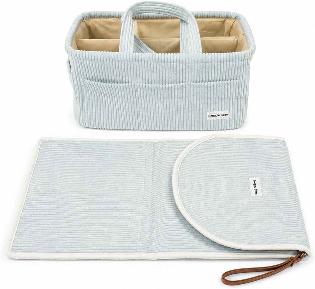 Diaper Caddy Organizer with Changing Pad Set