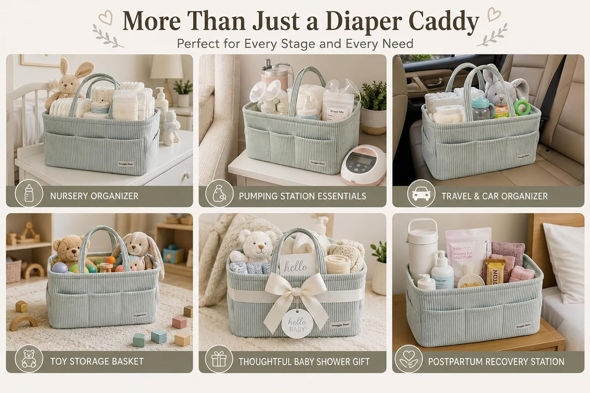 Diaper Caddy Organizer with Changing Pad Set