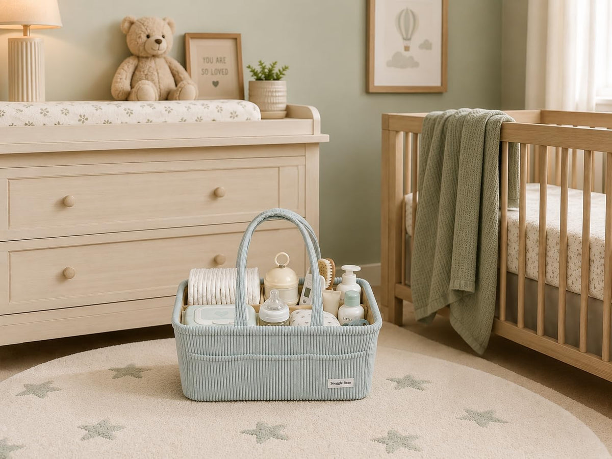 Diaper Caddy Organizer with Changing Pad Set