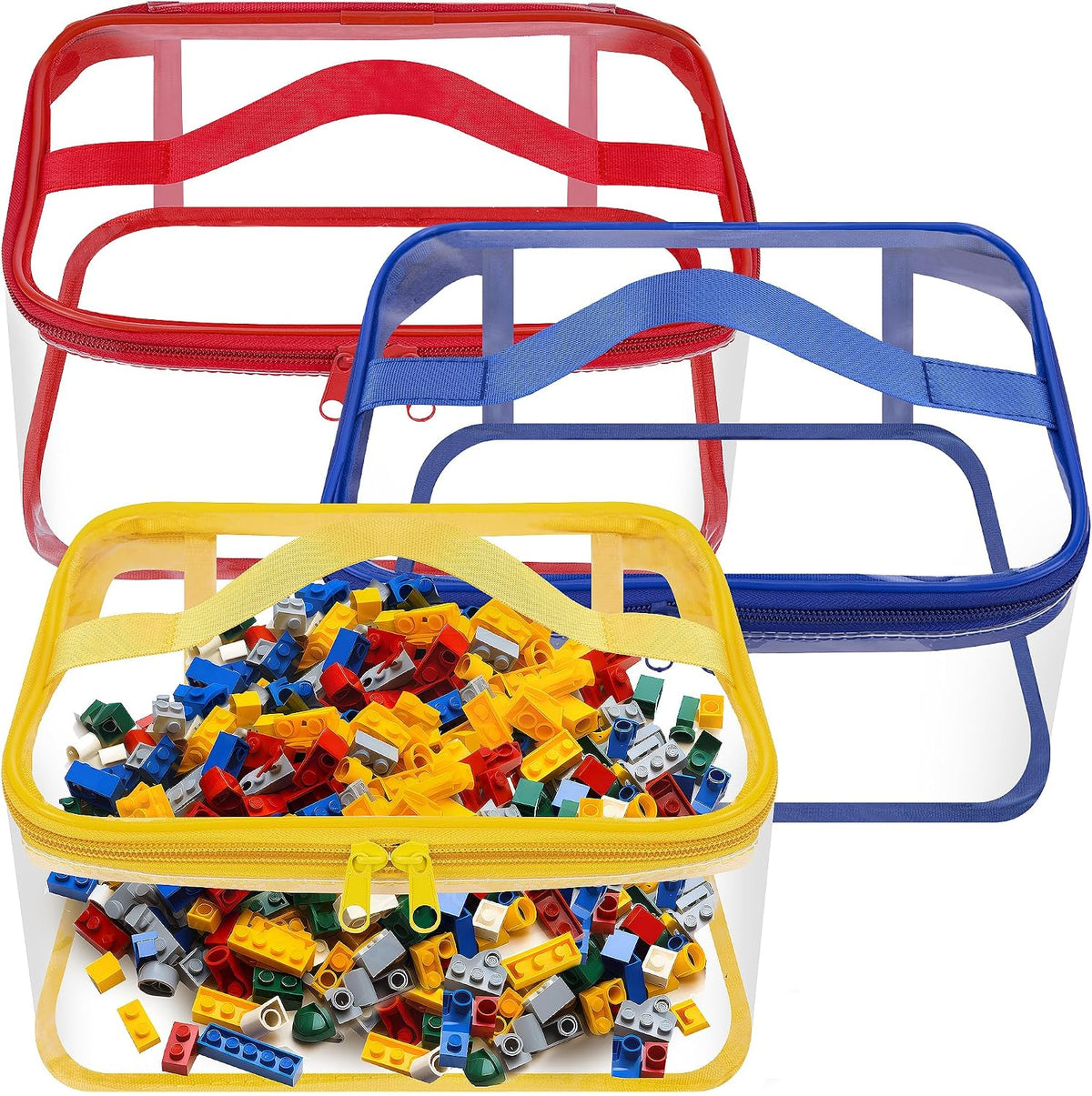 3 Pcs Clear Toy Storage Bag, Waterproof PVC Toy Organized Bag with Zipper