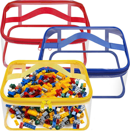 3 Pcs Clear Toy Storage Bag, Waterproof PVC Toy Organized Bag with Zipper