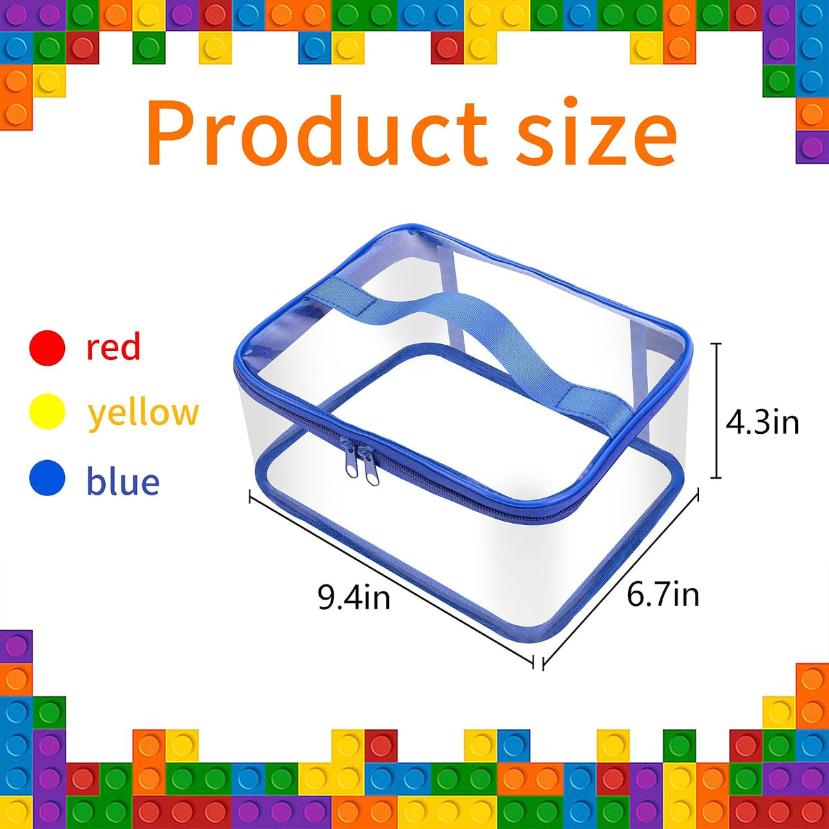 3 Pcs Clear Toy Storage Bag, Waterproof PVC Toy Organized Bag with Zipper