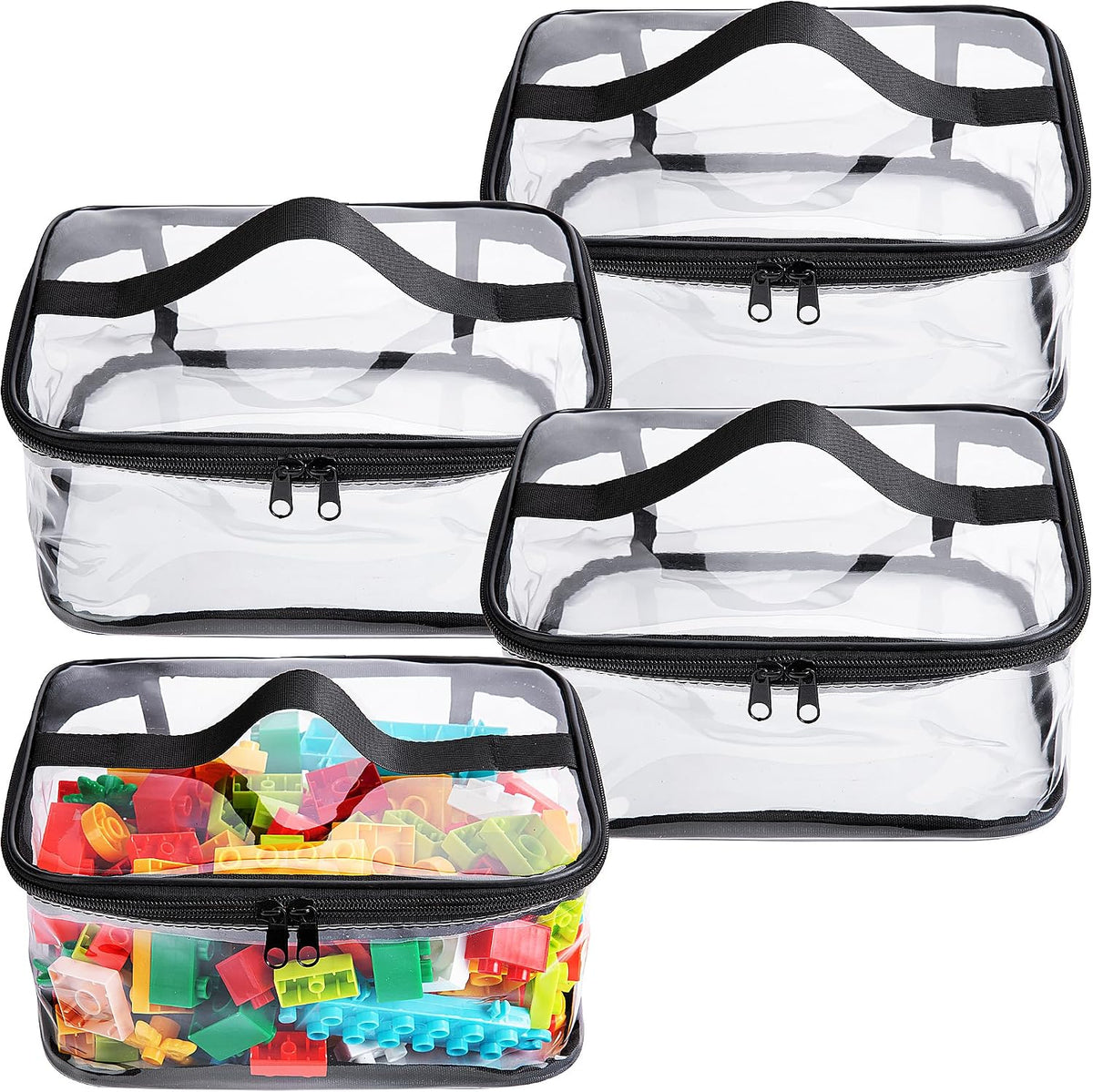 3 Pcs Clear Toy Storage Bag, Waterproof PVC Toy Organized Bag with Zipper