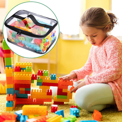 3 Pcs Clear Toy Storage Bag, Waterproof PVC Toy Organized Bag with Zipper