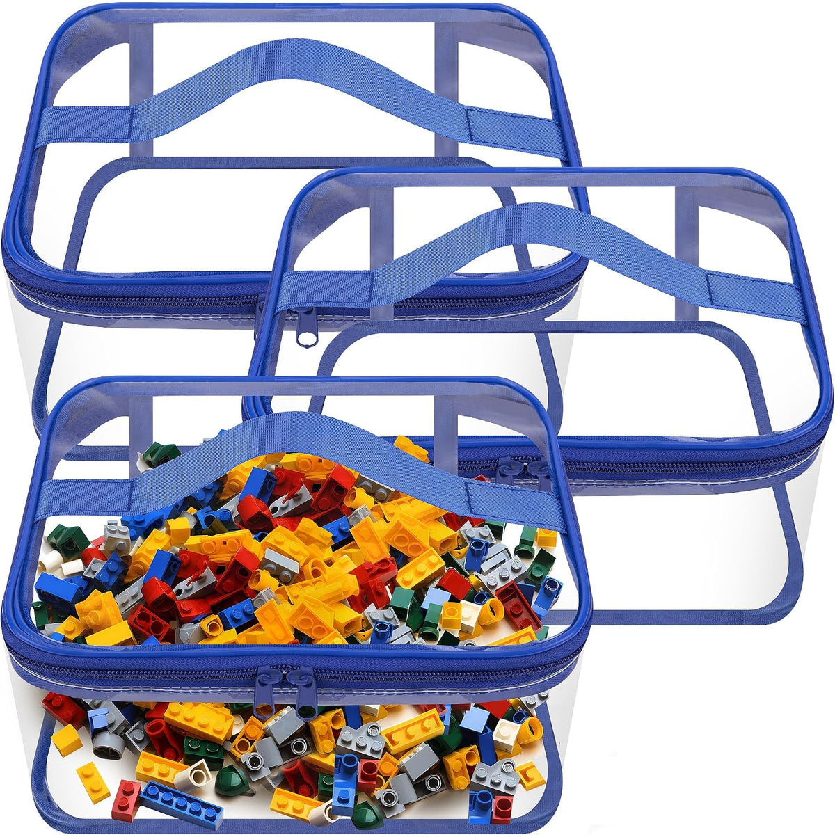 3 Pcs Clear Toy Storage Bag, Waterproof PVC Toy Organized Bag with Zipper