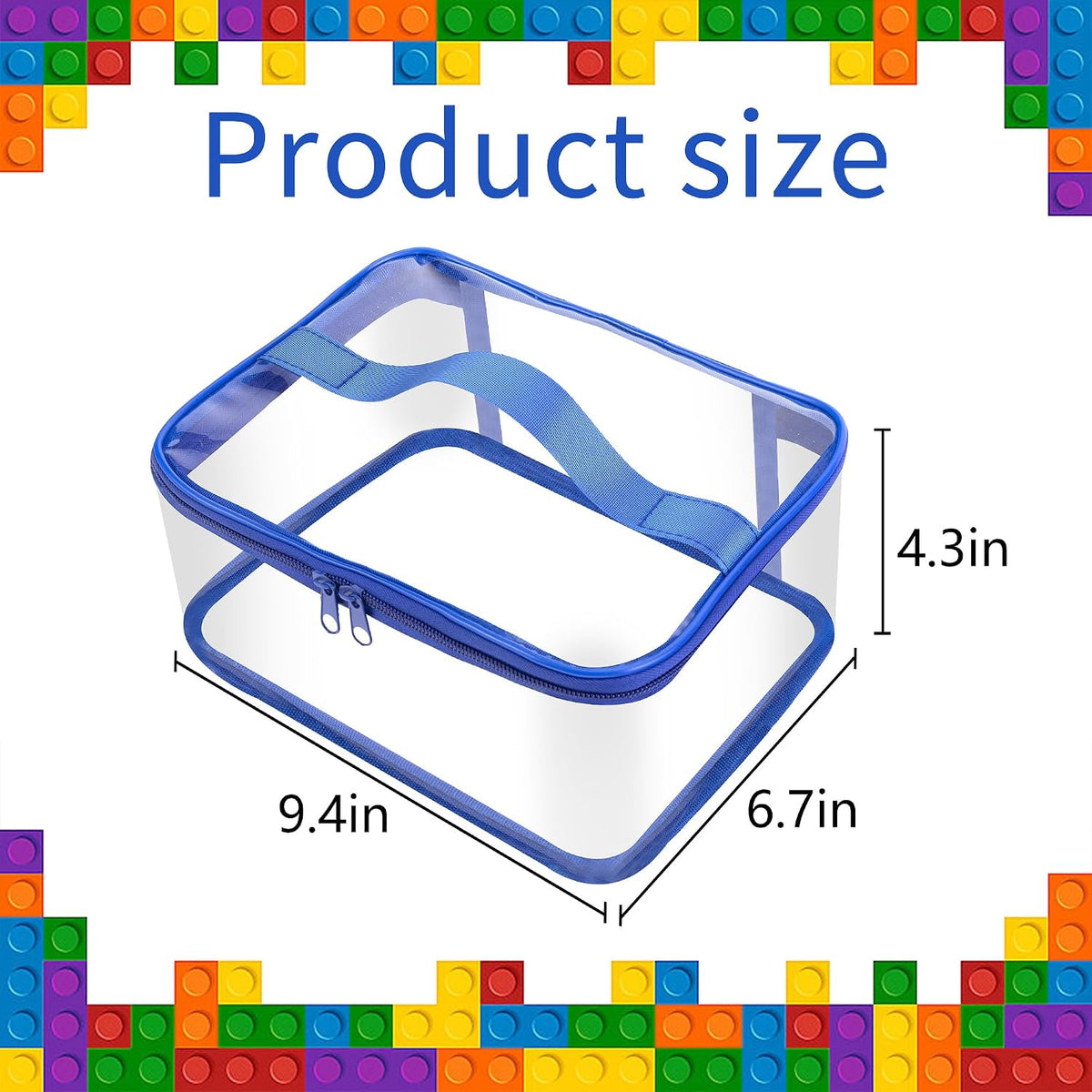 3 Pcs Clear Toy Storage Bag, Waterproof PVC Toy Organized Bag with Zipper