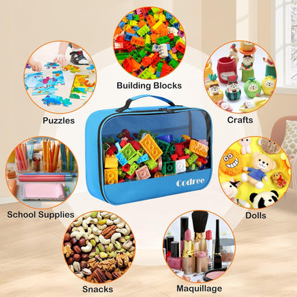 3 Pcs Clear Toy Storage Bag, Waterproof PVC Toy Organized Bag with Zipper