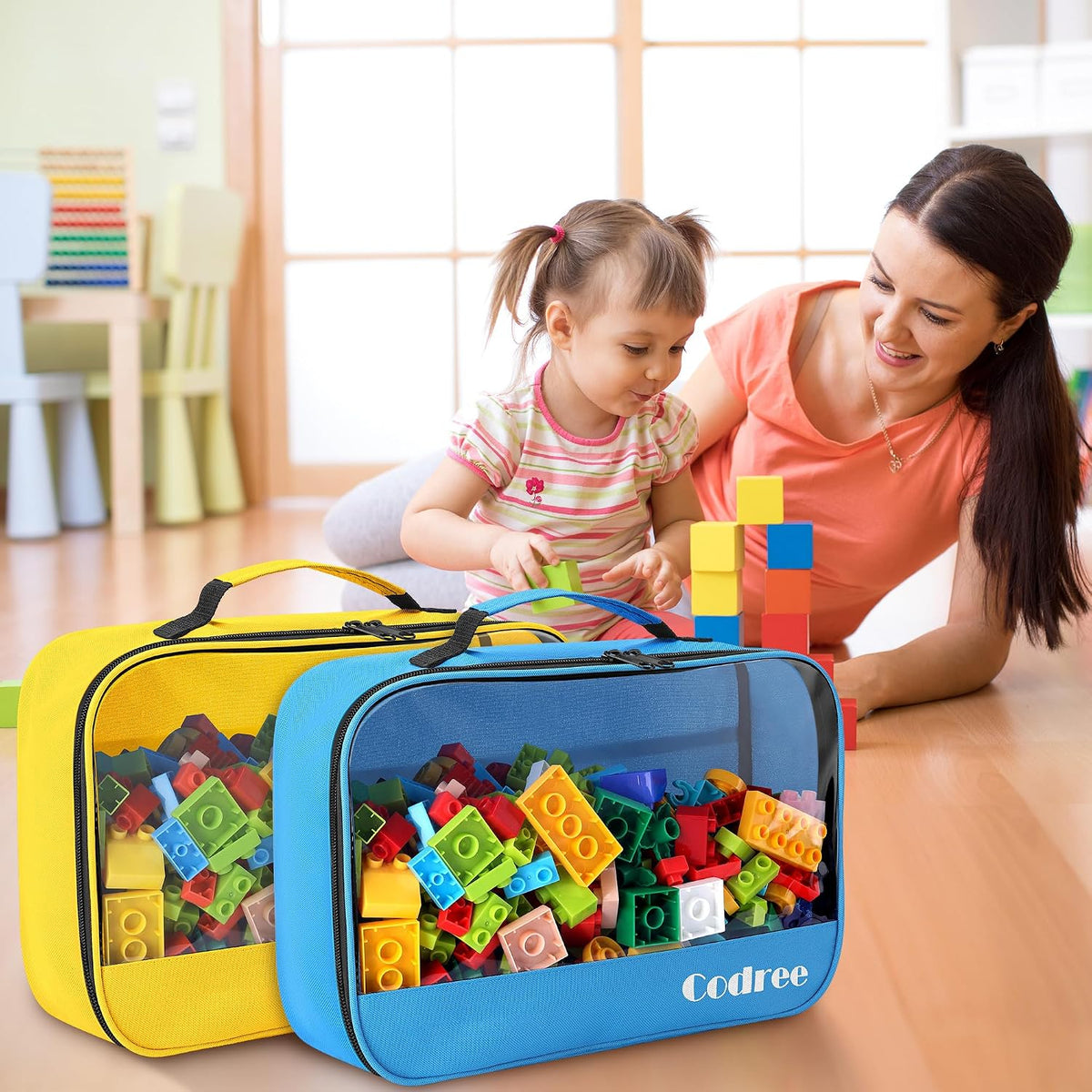 3 Pcs Clear Toy Storage Bag, Waterproof PVC Toy Organized Bag with Zipper