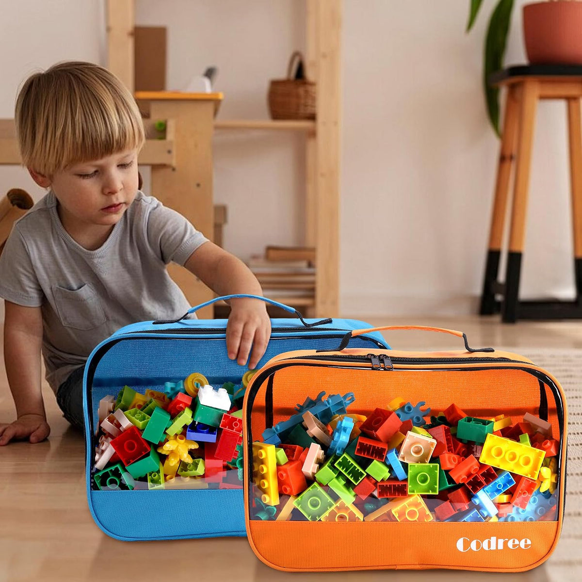 3 Pcs Clear Toy Storage Bag, Waterproof PVC Toy Organized Bag with Zipper